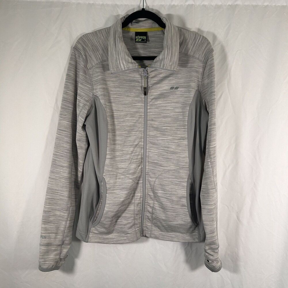 Koppen Jacket Women's Large Grey Full Zip Long Sleeve Pockets Thumb Holes
